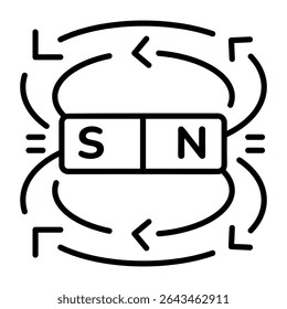 A linear style icon representing magnetic field  