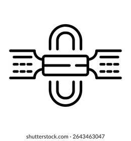 A linear style icon representing magnetic coil