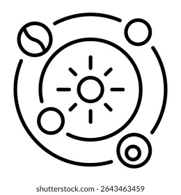A linear style icon representing magnetic field  