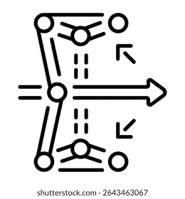  Um ícone de estilo linear representando o sistema mecânico