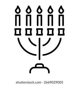 Ein lineares Stilsymbol, das Menorah darstellt