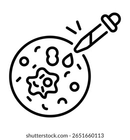 Un icono de estilo lineal que representa la microbiología