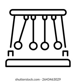 Un icono de estilo lineal que representa la cuna de newton  