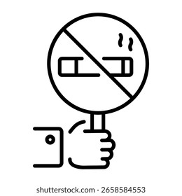  Ein lineares Stilsymbol, das das Rauchen anzeigt