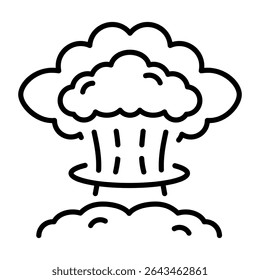 Un icono de estilo lineal que representa la explosión nuclear  