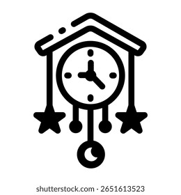 A linear style icon representing nursery clock
