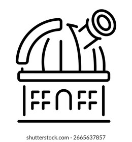 A linear style icon representing observatory