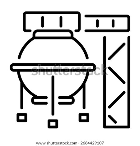 A linear style icon representing oil refinery