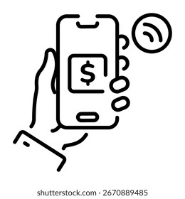 A linear style icon representing online payment