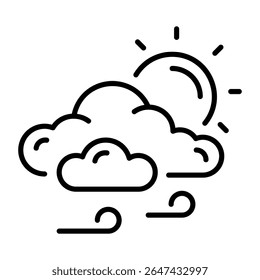 A linear style icon representing partly cloudy