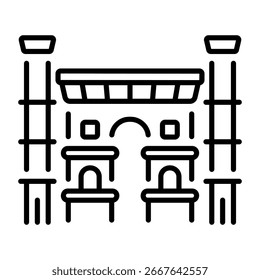 Un icono de estilo lineal que representa las ruinas de Persépolis