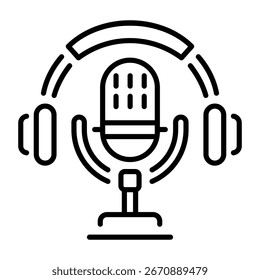Un icono de estilo lineal que representa el podcast
