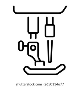 Icono de estilo lineal que representa el pie del prensatelas