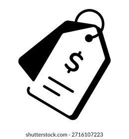 A linear style icon representing price tag