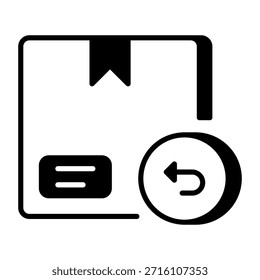 A linear style icon representing product return