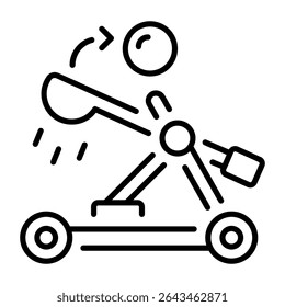 A linear style icon representing projectile motion  