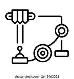 Ein lineares Formatsymbol, das die Riemenscheibenarbeit darstellt  