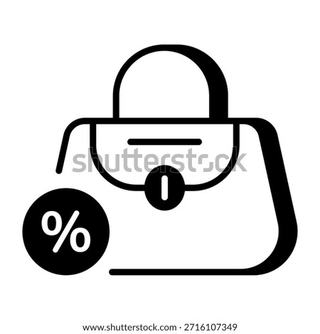 A linear style icon representing purse sale