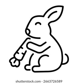 Un icono de estilo lineal que representa el conejo