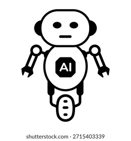 Um ícone de estilo linear representando o robô