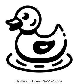 Um ícone de estilo linear que representa um pato de borracha
