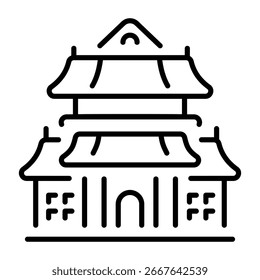Um ícone de estilo linear que representa o 'ryokan inn'