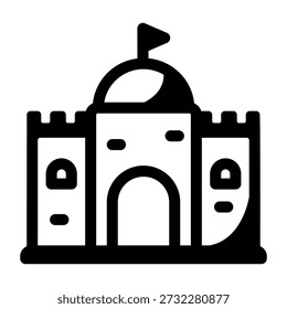 Un icono de estilo lineal que representa el castillo de arena