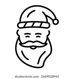 Un icono de estilo lineal que representa el sombrero de santa