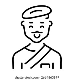 A linear style icon representing scottish man  