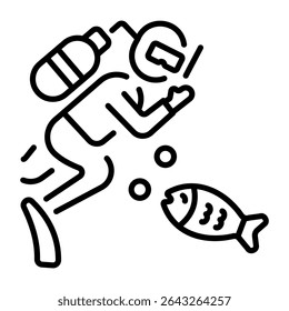 A linear style icon representing scuba diver