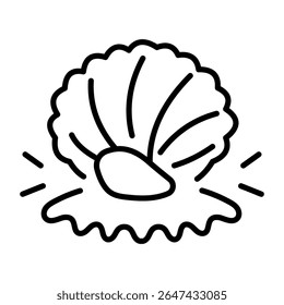 A linear style icon representing seashell