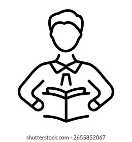 A linear style icon representing self learning