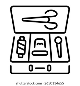 Ein lineares Stilsymbol, das die Nähbox darstellt