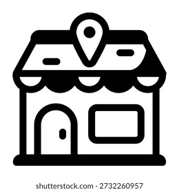 Un icono de estilo lineal que representa la ubicación de la tienda
