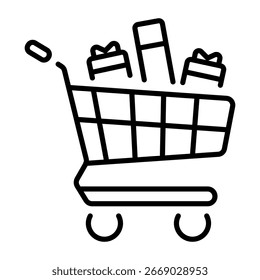 Um ícone de estilo linear que representa as compras