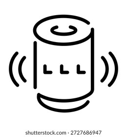 Un icono de estilo lineal que representa un altavoz inteligente