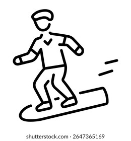 Ein lineares Symbol, das Snowboarden darstellt