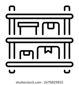 Um ícone de estilo linear que representa o rack de armazenamento