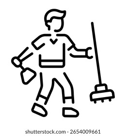 Un icono de estilo lineal que representa el barrendero 