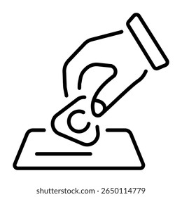 A linear style icon representing tailor chalk