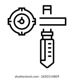 Um ícone de estilo linear representando a agulha tambour