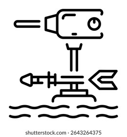 A linear style icon representing trolling motor