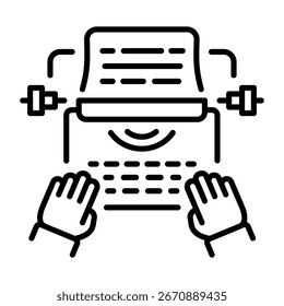 Ein lineares Formatsymbol, das die Schreibmaschine darstellt