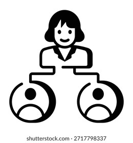 A linear style icon representing user connection