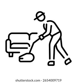 Un icono de estilo lineal que representa la aspiradora  