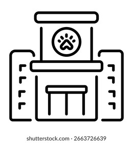 Um ícone de estilo linear que representa a clínica veterinária