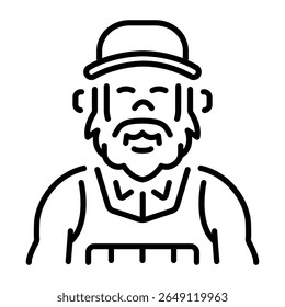 Um ícone de estilo linear representando uma figura de caçador veterano