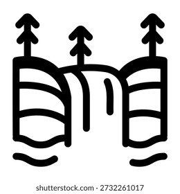 Um ícone de estilo linear que representa a cascata