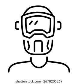 Ein lineares Symbol, das den Schweißhelm darstellt