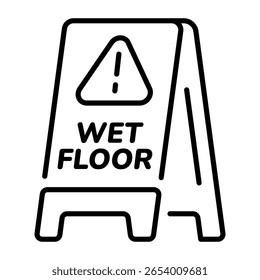 Un icono de estilo lineal que representa el piso húmedo